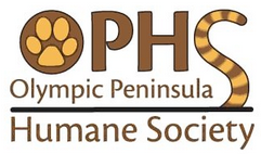 Olympic Peninsula Humane Society (Port Angeles, Washington) of brown circle, paw print, striped tail, OPHS 