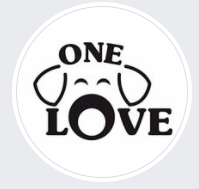 One Love Animal Rescue Group Inc, Browns Mills, New Jersey logo the word One above sketched dog ears and eyes above Love