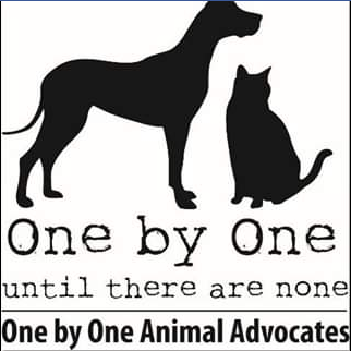 One by One Animal Advocates (Huntington, West Virginia) logo with dog and cat silhouettes above organization name