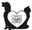 Open Door Animal Sanctuary (House Springs, Missouri) logo is a heart with the org name inside between a back-to-back dog and cat