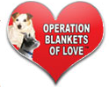 Operation Blankets of Love (Granada Hills, California) logo is the organization name and pictures of a dog and cat in a heart