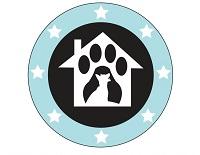 Operation Paws for Homes (Alexandria, Virginia) of blue circle, white stars, house, paw prints, dog, cat silhouette 