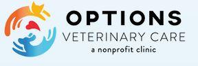 Options Veterinary Care AKA Humane Network, (Reno, Nevada) logo blue dog in circle with orange cat and heart with black text
