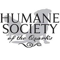 Humane Society of the Ozarks (Fayetteville, Arkansas) logo has a grey dog and cat sitting behind the organization name
