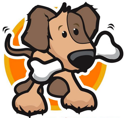 PC Pound Puppies (Mount Vernon, Indiana) logo is a brown cartoon dog with a bone in its mouth and an orange background
