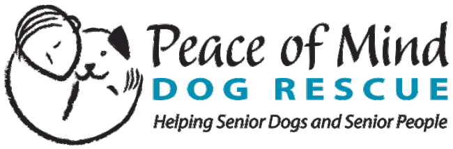 Peace of Mind Dog Rescue (Pacific Grove, California) of dog, person, hugging, helping senior dogs and senior people