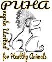 People United for Healthy Animals (Quanah, Texas) logo of dog, cat, native American headpiece, PUHA