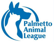 Palmetto Animal League (Okatie, South Carolina) of white dog and blue cat silhouette circle, Palmetto Animal League 