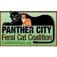 Panther City Feral Cat Coalition (Fort Worth, Texas) logo red cat and black panther above black text on green background