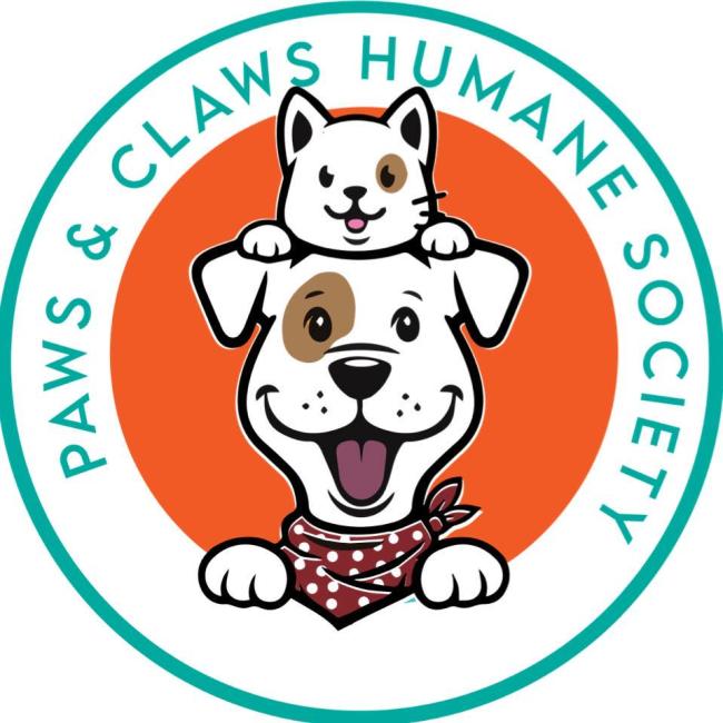 Paws & Claws Humane Society (McGehee, Arkansas) logo cartoon dog and cat