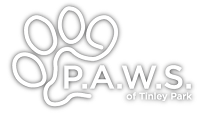 Peoples Animal Welfare Society (Tinley Park, Illinois) logo of paw print P.A.W.S. of Tinley Park