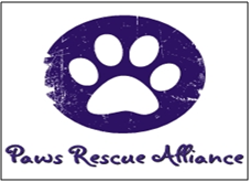 Paws Rescue Alliance, (Chandler, Arizona), logo is a white pawprint in a purple oval with the organization name below it