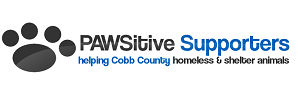 PAWSitive Supporters (Marietta, Georgia) logo is a black pawprint next to the organization name and tagline