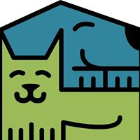 People for Pets (Spencer, Iowa) of green cat, blue dog, house shape, hugging 