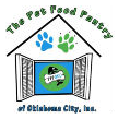 Pet Food Pantry of Oklahoma City (Oklahoma City, Oklahoma) logo is a house with paw prints over the door & a fish & bone inside