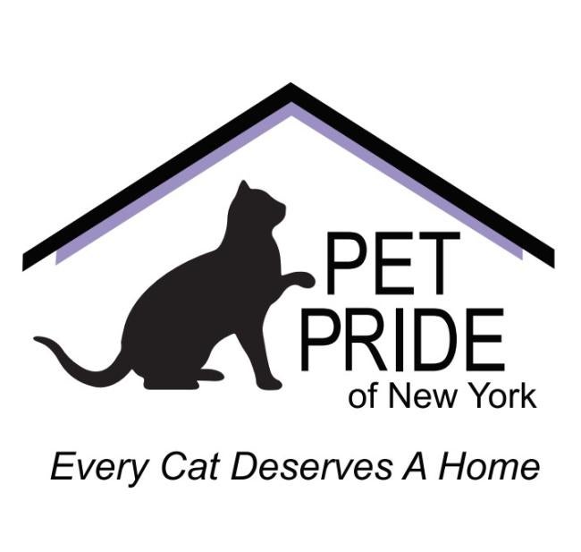 Pet Pride of New York Inc. (Victor, New York) logo silhouette of black cat next to black text under roof lines of black and light purple