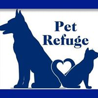 Pet Refuge (Mishawaka, Indiana) logo is a dog and cat sitting back to back forming a heart with their tails beneath the org name