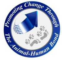 Pivot Animal Assisted Educational Outreach (Ventura, California) logo is an arrow, footprints, and pawprints in a circle