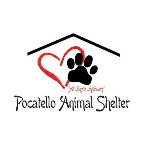 Pocatello Animal Services, (Pocatello, Idaho), logo black roof over red heart and black paw print with black text