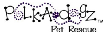 Polka Dogz Pet Rescue (Oakland, Florida) logo with black and purple letters