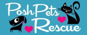 Posh Pets Rescue (New York, New York) logo is a cartoon black dog and black cat along with the org name and two pink hearts