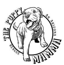 The Puppy Mamma, (Apache Junction, Arizona) logo drawing of puppy stepping out of a circle 
