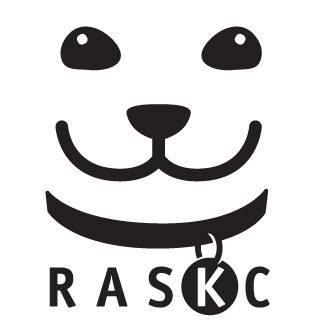 Regional Animal Services of King County (Kent, Washington) logo is a dog face with “RASKC” below it with the “K” on its tag