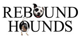 Rebound Hounds (New York, New York) logo is the organization name with a dog head and a dog tail inside the “O”s.