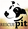 Rescue Pit (Rochester, New York) logo is a black and white dog face with the organization name below it