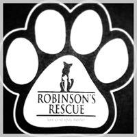 Robinson’s Rescue (Shreveport, Louisiana) logo is a pawprint with a dog, cat, and the org name in the paw pad
