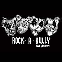 Rock-A-Bully and Friends Rescue (Bellaire, Texas) logo is four dog faces wearing KISS band makeup