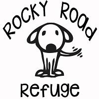 Rocky Road Refuge (Saint Jo, Texas) logo is a dog wagging its tail in the middle of the organization name