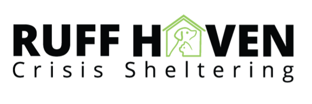 Ruff Haven Crisis Sheltering, (Salt Lake City, Utah)logo name in black text with green house outline for A in Haven