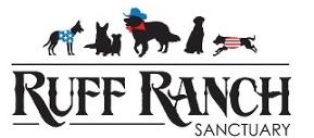Ruff Ranch Sanctuary (Middletown, Virginia) | logo of dogs, cowboy hats, American flag, Ruff Ranch Sanctuary