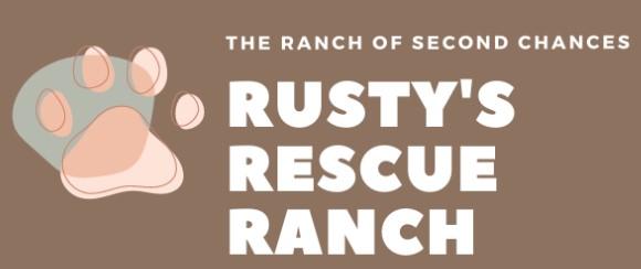 Rustys Rescue Ranch Inc., (Raleigh, North Carolina), logo white text next to pink pawprint