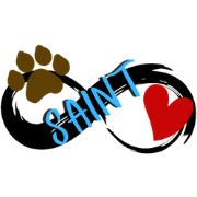 S.A.I.N.T.- Saving Animals in Need Together, (Bullhead City, Arizona), logo black tail brown paw red heart blue text
