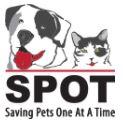 SPOT - Saving Pets One at a Time, (San Marcos, California) logo black and white dog and cat with red tongue 