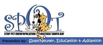 SPOT USA (Pinellas Park, Florida) | logo of text SPOT, sitting dog, cat, Stop Pet Overpopulation Together Tampa Bay