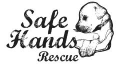 Safe Hands Animal Rescue (Minneapolis, Minnesota) logo is a puppy in the palm of a hand next to the organization name
