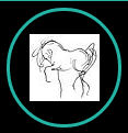 Saffyre Sanctuary (Sylmar, California) logo is a drawing of a horse inside a teal circle with a black background