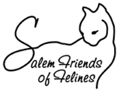 Salem Friends of Felines (Salem, Oregon) logo is a one line drawing of a cat and the organization name
