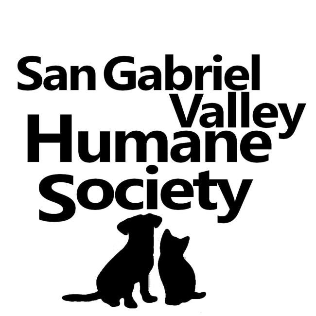 San Gabriel Valley Humane Society, (San Gabriel, California), logo black dog and cat under black text