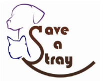 Save a Stray (Mobile, Alabama) logo with dog and cat outline in blue and purple to left of organization name
