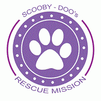 Scooby Doo's Rescue Mission (Lincoln Park, New Jersey) | logo of purple circle, white paw print, white dots, Scooby Doo's