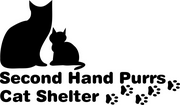 Second Hand Purrs (Milwaukee, Wisconsin) | logo of black cat, black kitten, paw prints, second hand purrs cat shelter 