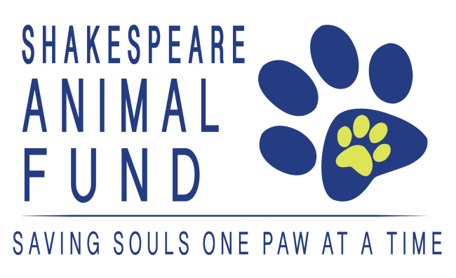 Shakespeare Animal Fund (Reno, Nevada) logo saving souls one paw at a time blue and green pawprints