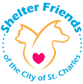 Friends of St Charles City Animal Control (St. Charles, Missouri) logo interwoven head of a dog & cat, a heart & shelter name