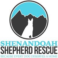 Shenandoah Shepherd Rescue (Stephens City, Virginia) | logo of circle, black mountains, blue sky, white German shepherd