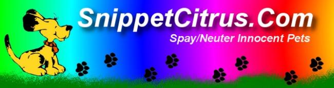 Snippet Citrus (Homosassa Springs, Florida) logo is a dog with a paw print trail on a multi-color background