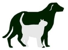 Somerset-Pulaski County Humane Society (Somerset, Kentucky) logo is a grey cat standing in front of a green dog